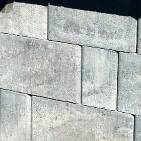 Close-up of gray retaining wall block